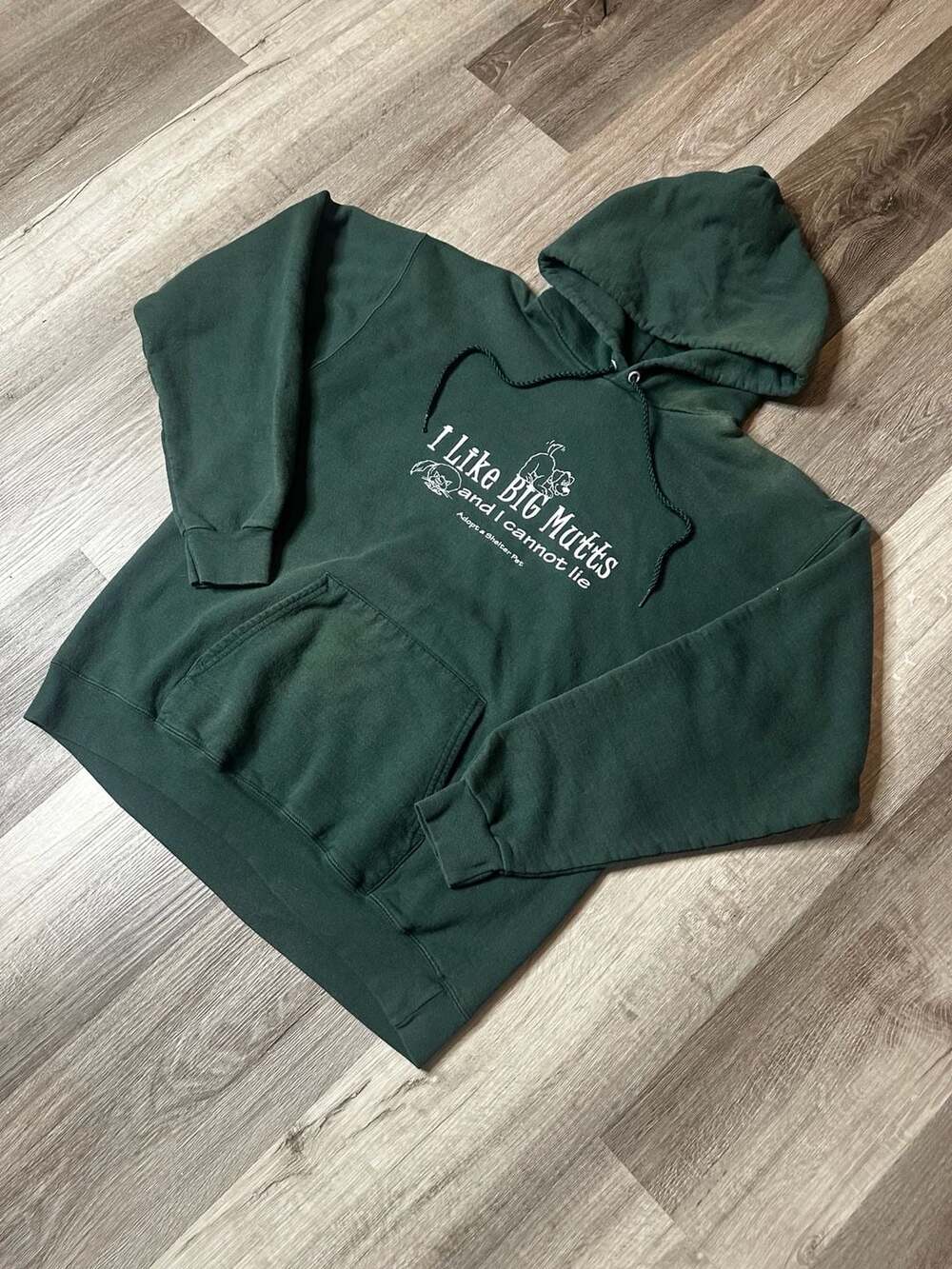 Hanes Ultimate Cotton Printpro Green I Like Big Mutts Hoodie Size M